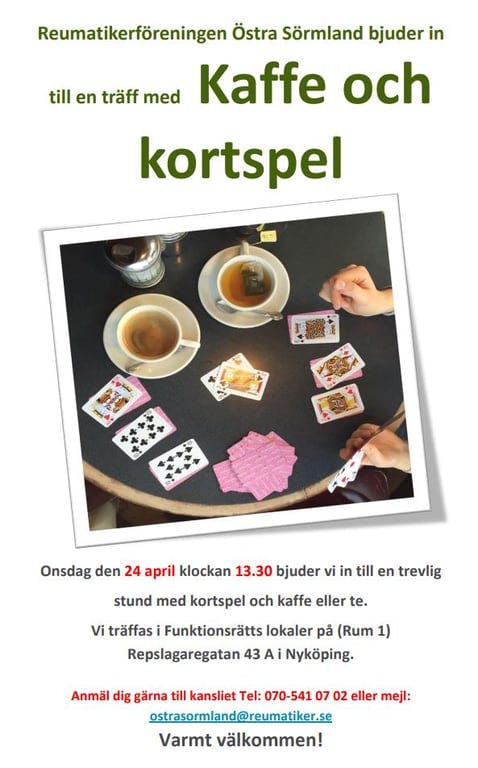 Kaffe och kortspel 24:e april.